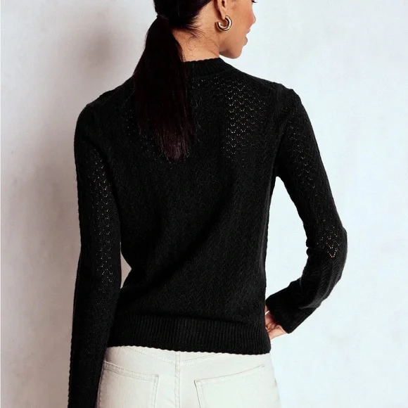 Boden Diane Pointelle Sweater in Black Size S - Picture 2 of 5